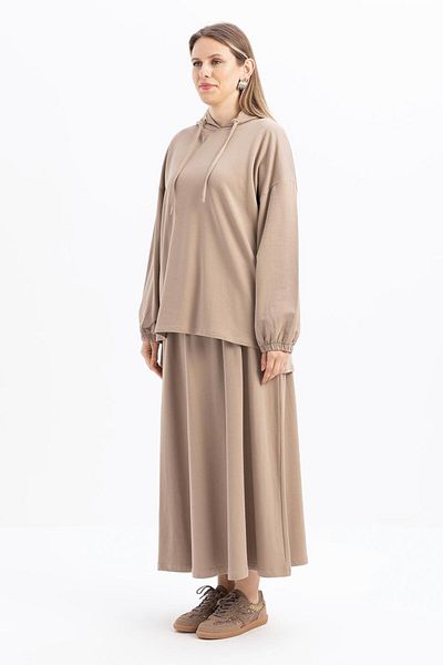 ALLDAY Mink-Hooded Lycra Skirt Suit