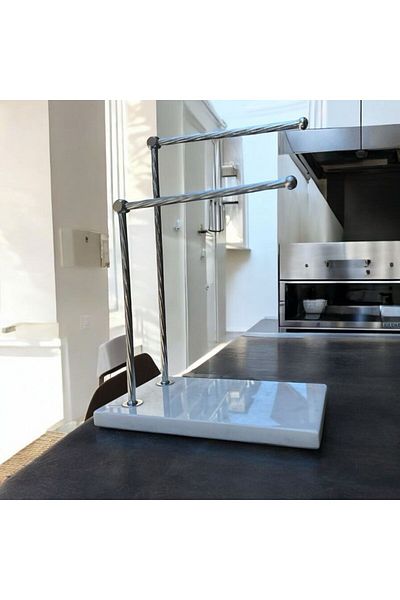 Peramari Decorative Chrome Marble Double Paper Towel Holder Silver
