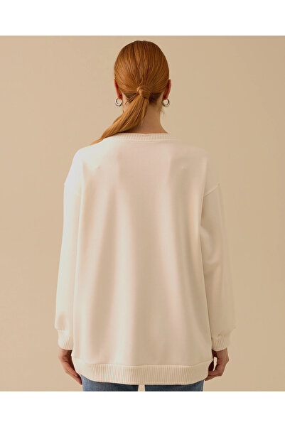 SCL Світшот з круглим коміром і каменем