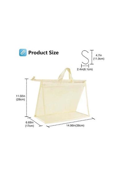 Puricon bag storage bag set, 8 pieces, beige/transparent, PVC, 28 x 17 x 38 cm