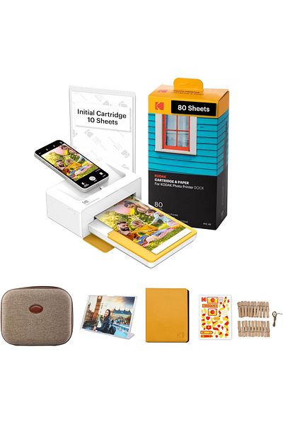 Kodak Dock Plus 4PASS Instant Photo Printer (4x6) + 80 Sheets Gift Bundle