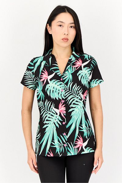 Puma Women Sportswear Fit Short Sleeve Outdoor Camp Shirt, Multicolor