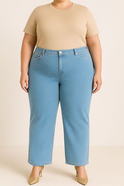 ELONİ Super Battal Large Size Lycra Stone Jeans
