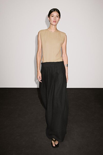 Massimo Dutti Long combined dress with side slits