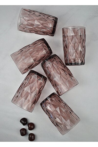 Qualitev Set of 6 Crystal Glass Soft Drink Glass Water Glass Long Cherry-400 ml