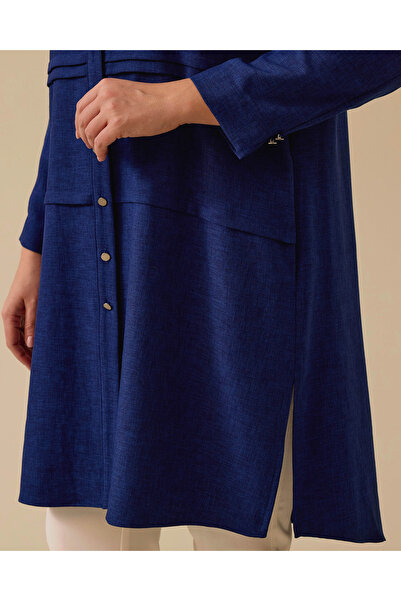 Gala-Xi Plus Size Buttoned Tunic with Pocket Detail