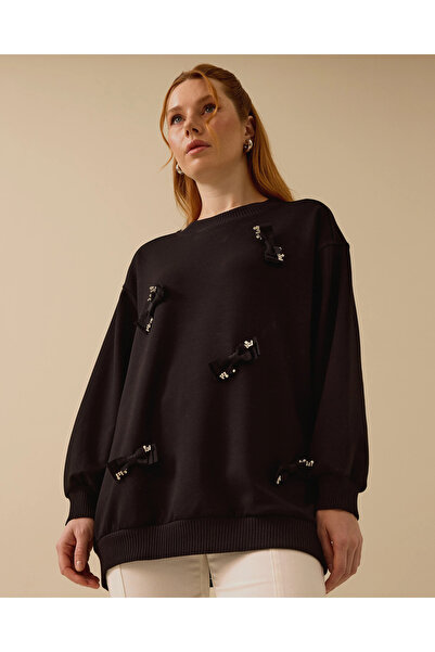 SCL Yuvarlak Yaka Taş Detaylı Sweatshirt