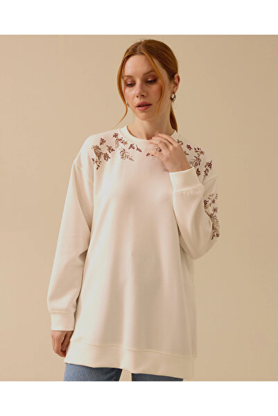 SCL Yuvarlak Yaka Nakış Detaylı Sweatshirt