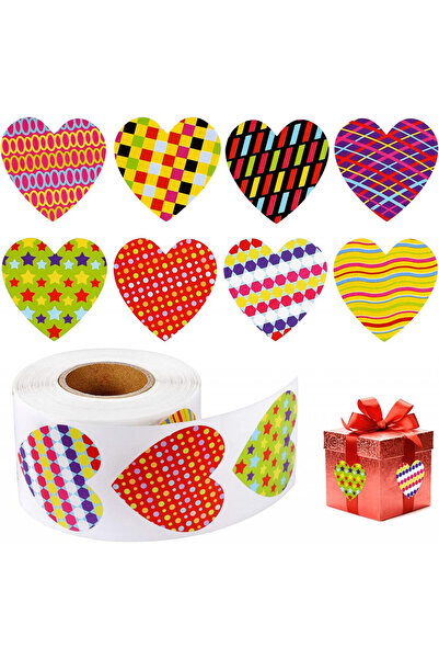 Qpout Set de 500 de autocolante Qpout în formă de inimă, hârtie de înaltă cal...