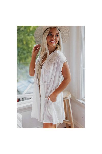 Lingerie Eross Flap Chest Beach Dress S White