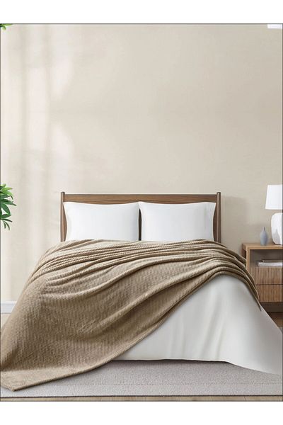 Donetella King Size Fleece Blanket 210x240 cm, Waffle Texture Soft & Cozy, 350 GSM for Bed & Sofa
