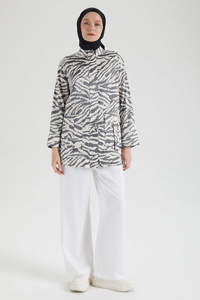 Armine Denim Fabric Stone Detailed Hidden Zipper Summer Tunic