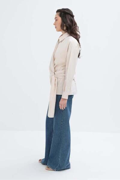 ALLDAY Lycra Shirt with Stone-Side Tie Detail