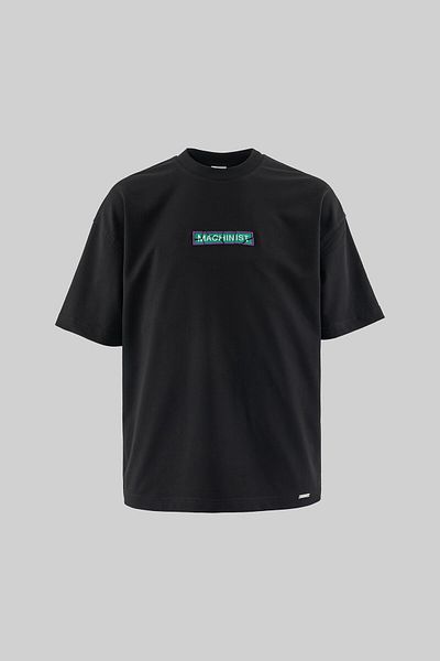 Machinist Pieced Technical Embroidered Tee Dark Black