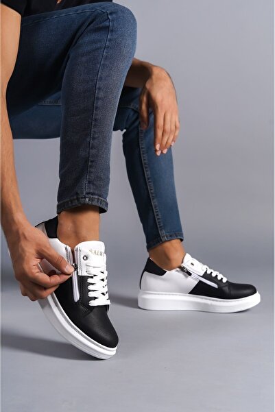 EBRUS TREND Et155 Warrior Men's Casual Sneaker Shoes with Laces and Zipper Skin Bt - White/Black