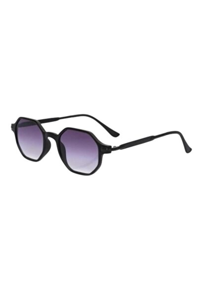 Merand Black Octagon Frame Unisex Sunglasses – Purple Gradient Glass