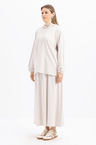 ALLDAY Stone-Hooded Lycra Skirt Suit