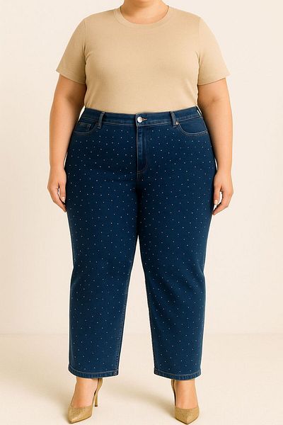ELONİ Super Battal Large Size Lycra Stone Jeans