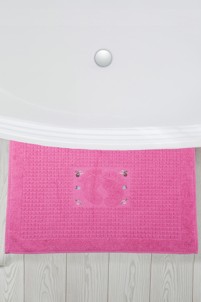 Homedius Bath Floral Cotton Foot Towel 50X70Cm Pink Set of 2