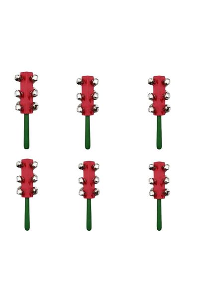 OEM Set of 6 wooden rattles with metal bells