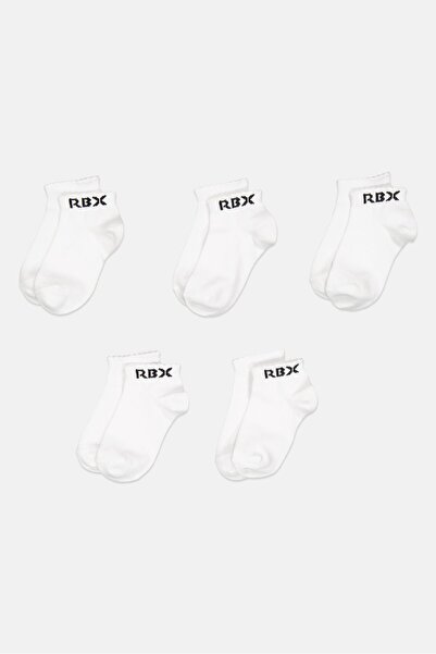 RBX Toddlers Girl 5 Pairs Brand Logo Ankle Socks, White