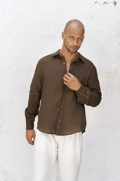 BOHEMAİ Ανδρικό πουκάμισο Bice Brown Oversize