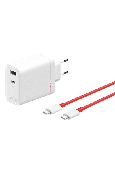 Oneplus OnePlus SUPERVOOC Dual Port Power Adapter, 120 W, USB Type-C + USB-A, USB Type-C Cable 1m (White)