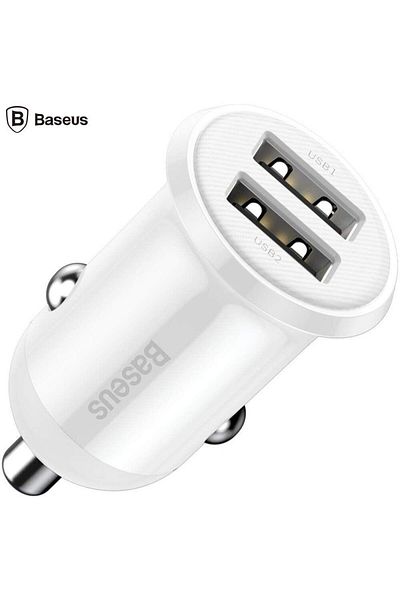 Baseus Incarcator auto Baseus Grain Pro, 2x USB, 4.8A (Alb)