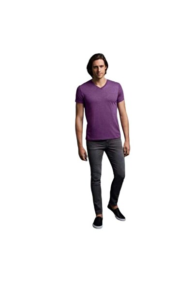 OEM Men's V-Neck T-Shirt, Purple, Size L