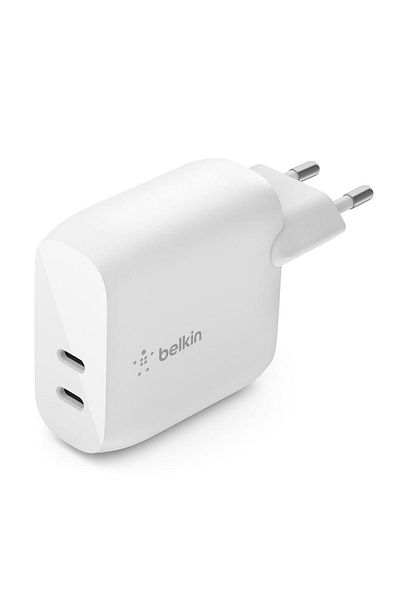 Belkin Incarcator retea Belkin WCB006vfWH, Dual USB-C, PD, 40W (2x20W) (Alb)