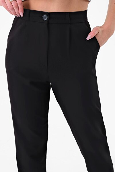 Hazel Kadın Siyah Dar Kesim Kumaş Pantolon