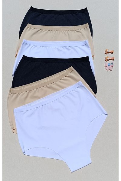 siyalife Women's High Waist 6 Pack Lycra Gathering Seamless Laser Cut No Trace Bikini Slip Panties
