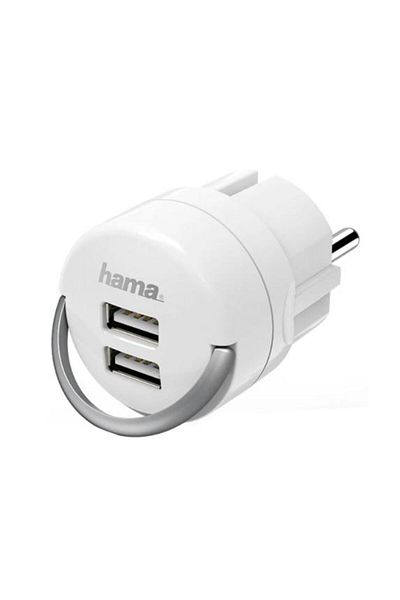 Hama HAMA 133753 socket adapter, 1 socket, 2 x USB (White)