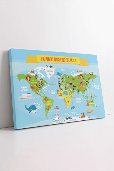 KOSS Dijital Tablou de pânză cu design special care cunoaște lumea, tablou decorativ pentru camera copiilor, tablou pentru dezvoltarea copiilor