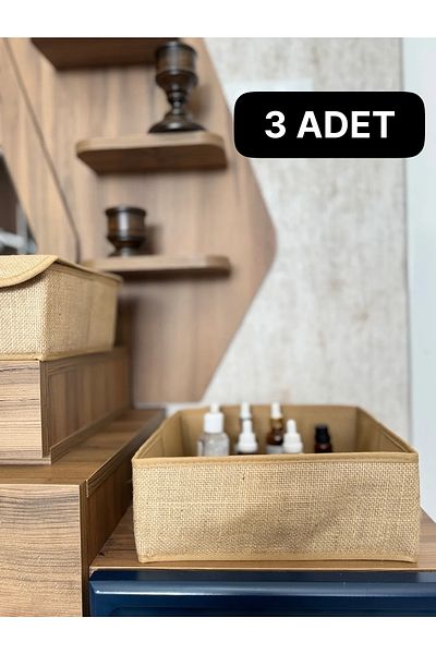 Eyfe Home 3 Pieces Jute Cabinet Drawer Organizer Storage Box Organizer