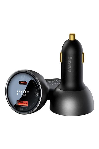 Baseus Baseus Car Charger With USB-C Cable, 140W, 5A, 1 x USB-A - 1 x USB-C, Black CGZX070001