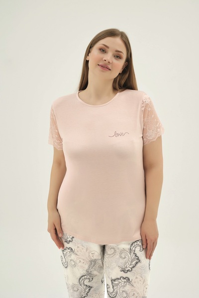 Sevim 16917 ЖІНОЧИЙ ПІЖАМНИЙ КОМПЛЕКТ З ВЕЛИКИМ РОЗМІРОМ З ТИСНЕНИМ ПРИНТОМ