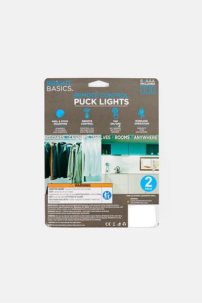Bright Basics 2 Piece Remote Control Puck Lights