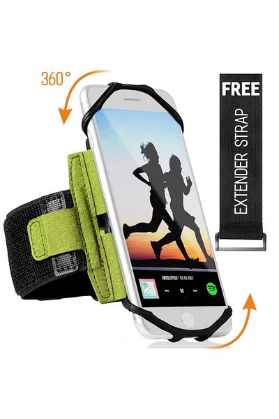 İdeas4comfort Phone Armband with 360° Rotation for Jogging, Yoga, Lime Green