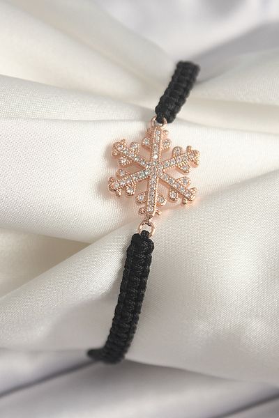 Skygo Brass Rose Color Zircon Stone Snowflake Figure Macrame Lift Model Women's Bracelet