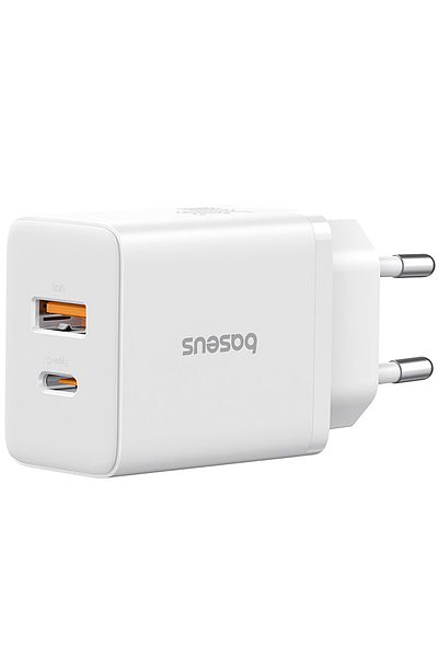 Baseus Baseus Cube Power Adapter P10111403213-00, 20W, 3A, 1 x USB-A, 1 x USB-C, White