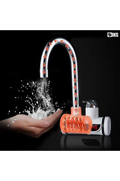 SIKS Robinet electric instantaneu cu încălzire instantanee a apei, priză, design modern, alb