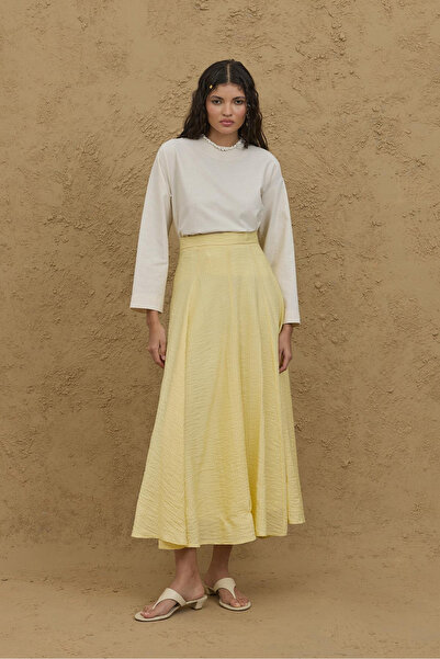 Fahhar Gode Flared Skirt Yellow