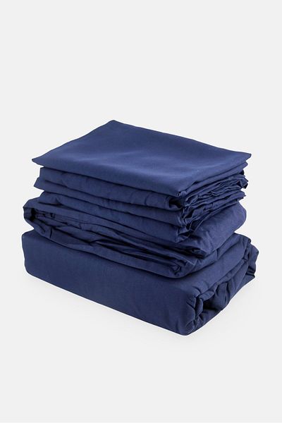 U.S. Polo Assn. 6 Pieces Queen Plain Flat Sheet With Pillow Case Set, Navy