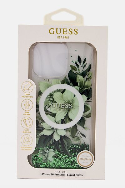 Guess iPhone 16 Pro Max Magsafe Compatible Liquid Glitter Phone Case, Multicolor