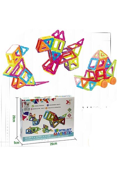 Toy Box Treasures Magnetic Building Blocks for Kids Educational Magnetic Colorful Tiles Set Durable Sturdy 20pcs