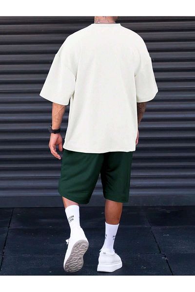 LUNAVISTA Beach Tree Pattern Short-Sleeved T-Shirt and Lace-Up Waist Shorts Are Suitable for Outdoor Use