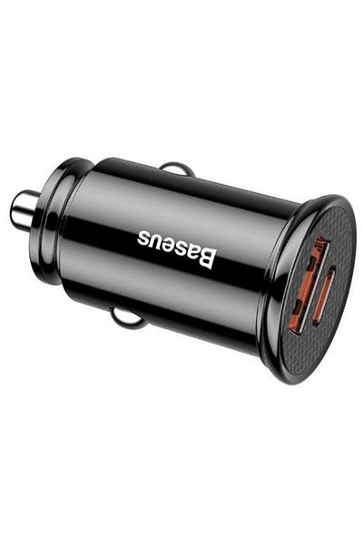 Baseus Baseus CCALL-YS01 Car Charger, 1 x USB, 1 x Type-C, 30W (Black)