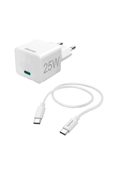 Hama Hama 201624 mains charger, USB-C, PD, 25W (White)