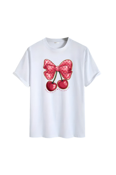 Gölge Store Cherry Chest Printed Unisex Oversize T-Shirt